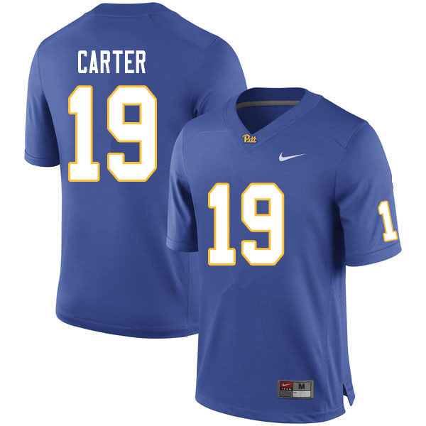 Men #19 V'Lique Carter Pitt Panthers College Football Jerseys Sale-Royal